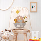 Personalised Noah's Ark Cotton Nursery Bag