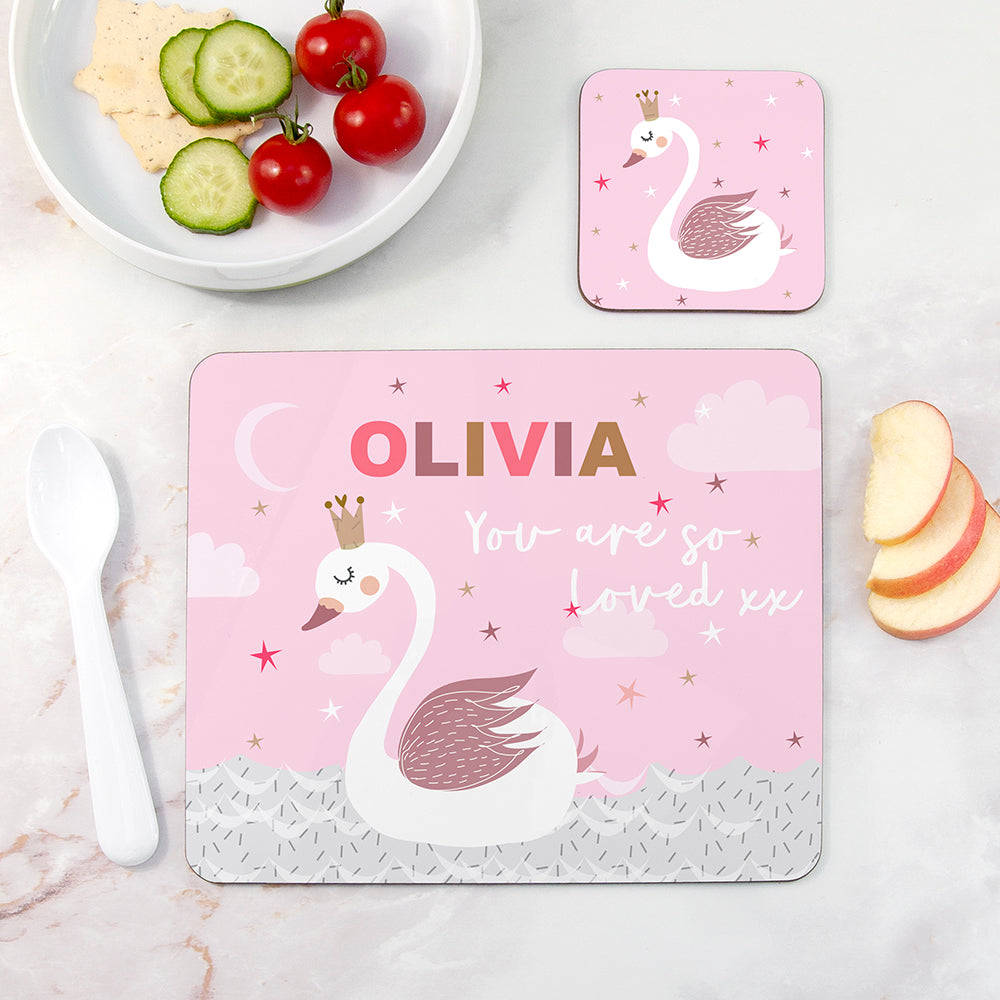 Personalised Kid's Swan Placemat Set