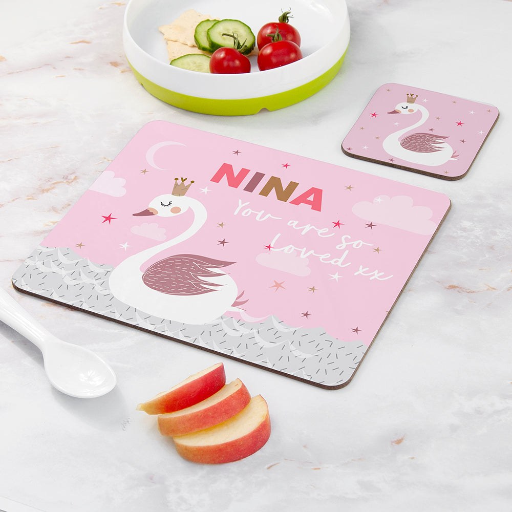 Personalised Kid's Swan Placemat Set