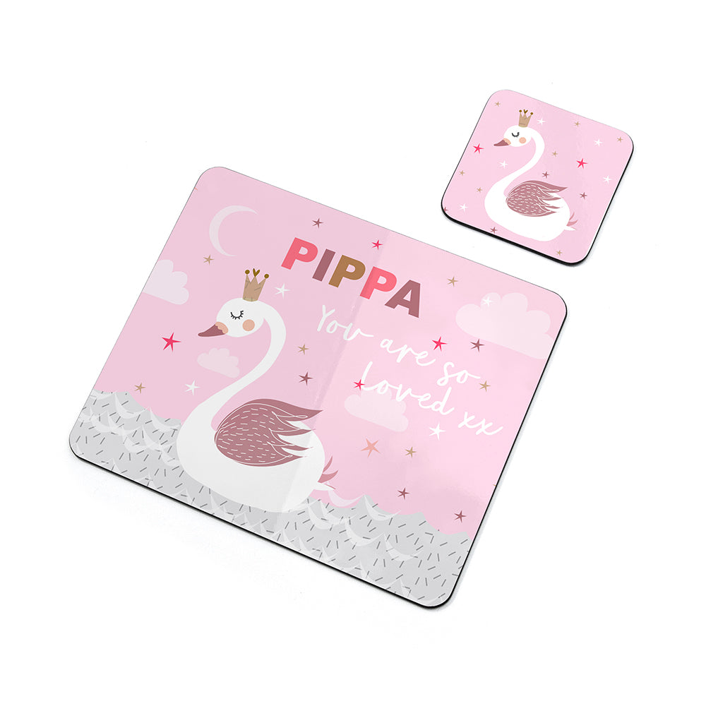Personalised Kid's Swan Placemat Set