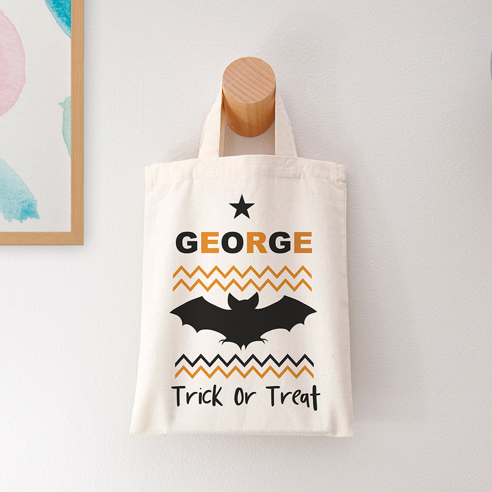 Personalised Cotton Halloween Trick or Treat Bag