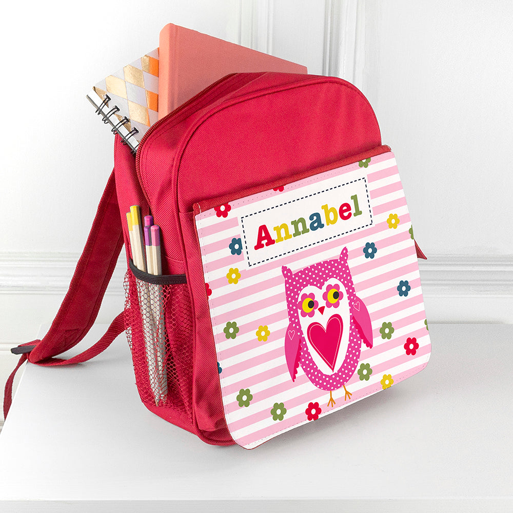 Personalised Girl's Red Mini Rucksack