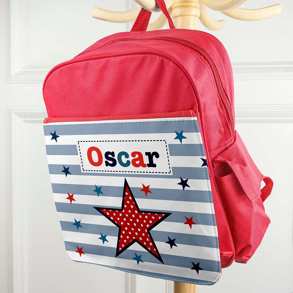 Personalised Boy's Red Mini Rucksack