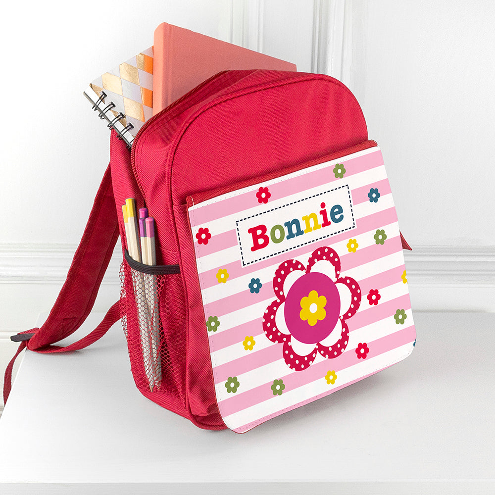 Personalised Girl's Red Mini Rucksack