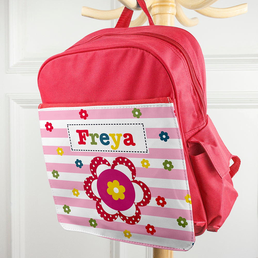Personalised Girl's Red Mini Rucksack