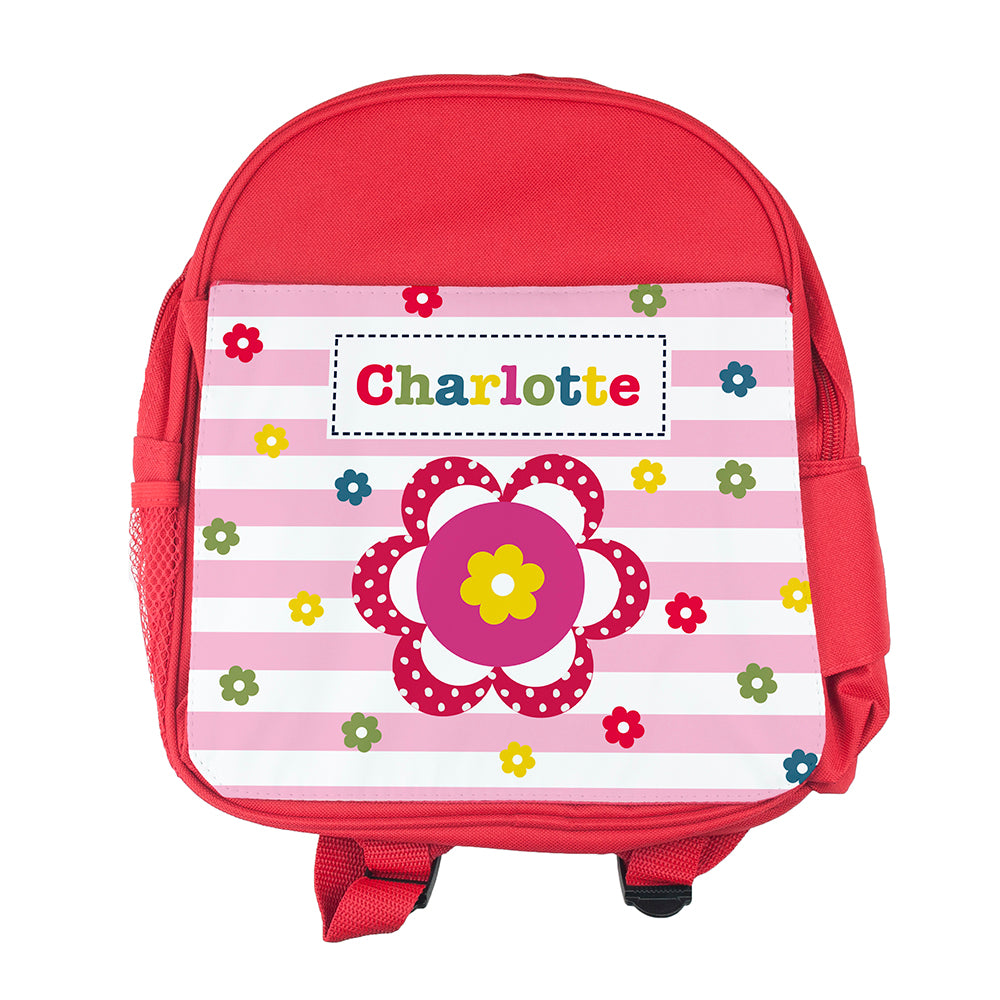 Personalised Girl's Red Mini Rucksack