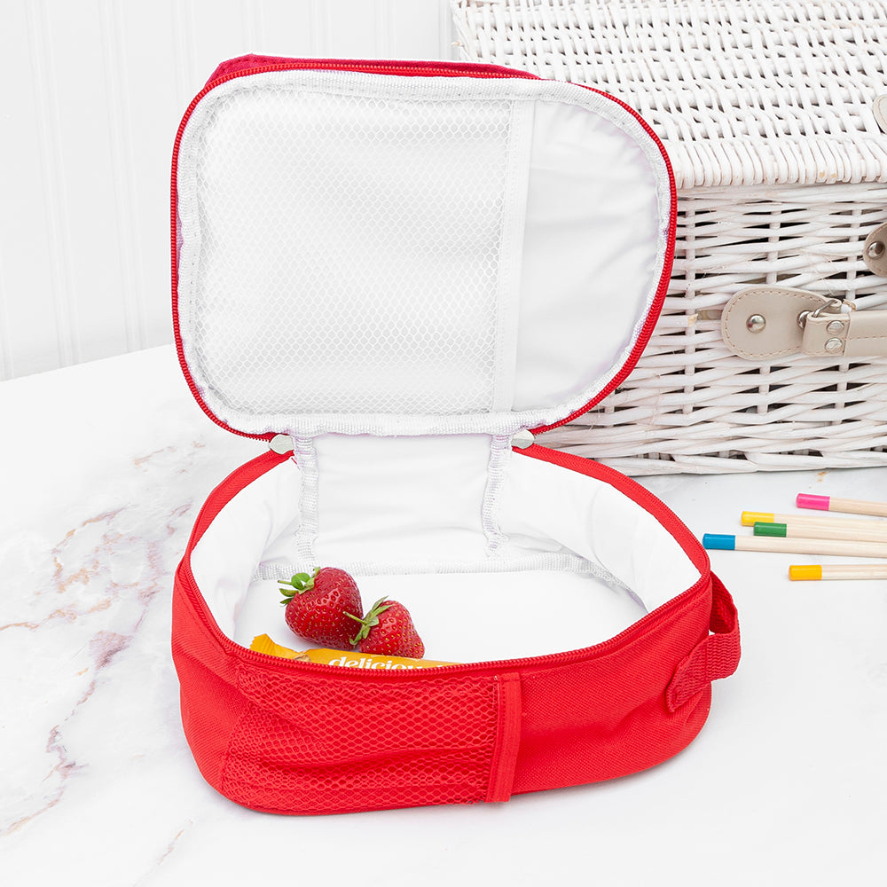 Personalised Circus Themed Red Lunch Bag