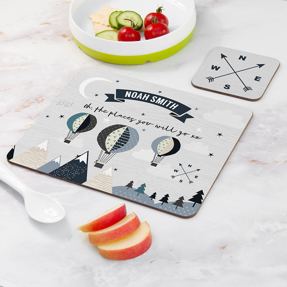Personalised Children's Hot Air Balloon Placemat Set