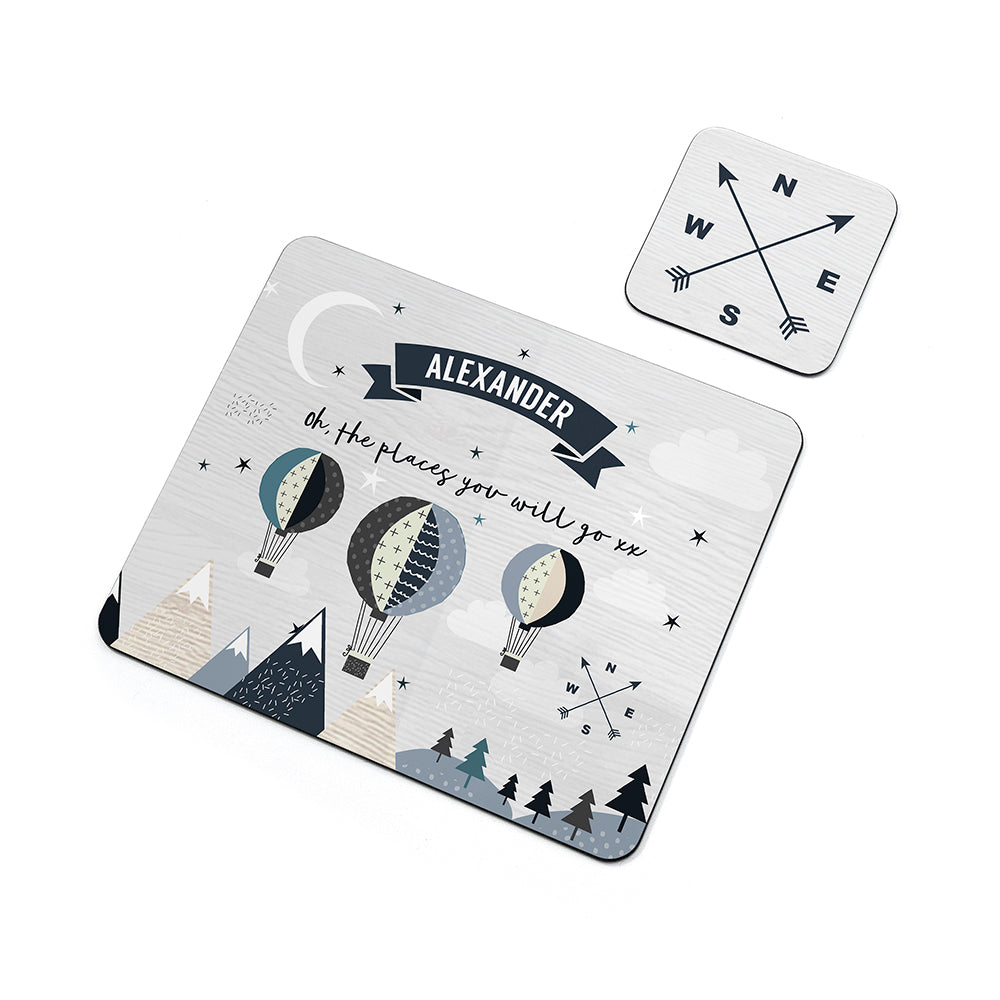 Personalised Children's Hot Air Balloon Placemat Set