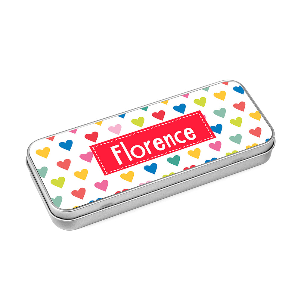 Personalised Girl's Patterned Pencil Case Tin