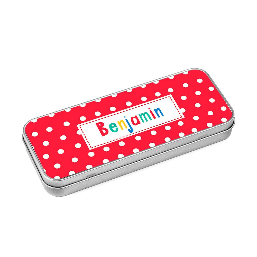 Personalised Girl's Patterned Pencil Case Tin