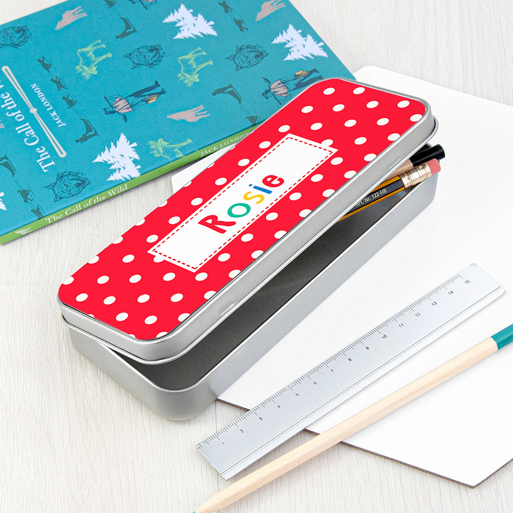 Personalised Girl's Patterned Pencil Case Tin