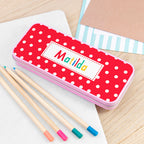 Personalised Girl's Patterned Pink Pencil Case Tin