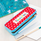 Personalised Girl's Patterned Blue Pencil Case Tin