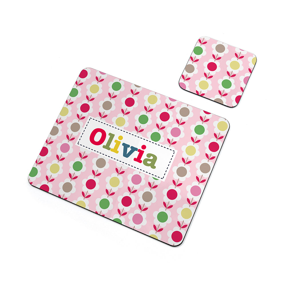 Personalised Girl's Patterned Placemat Set