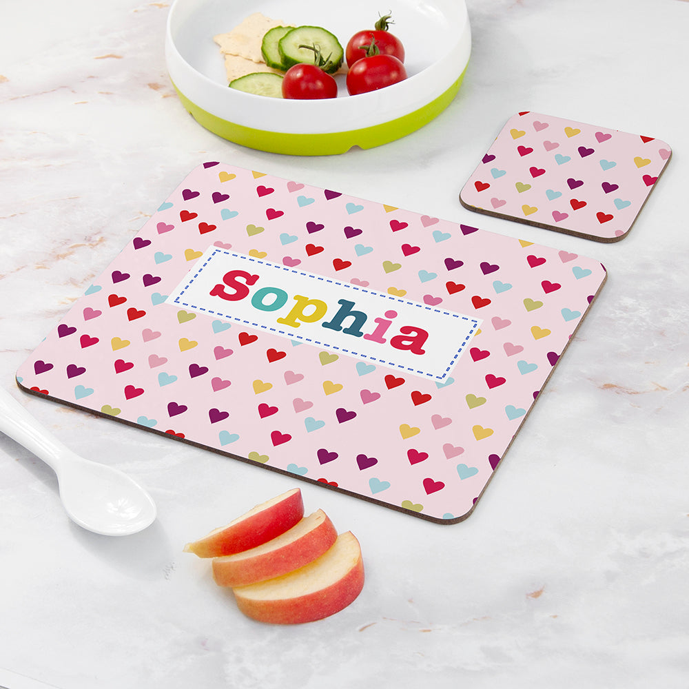 Personalised Girl's Patterned Placemat Set