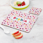 Personalised Girl's Patterned Placemat Set