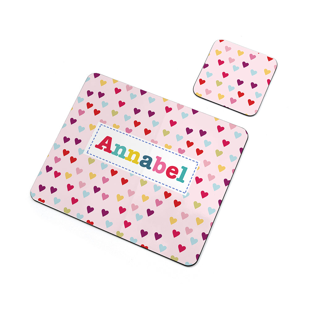 Personalised Girl's Patterned Placemat Set