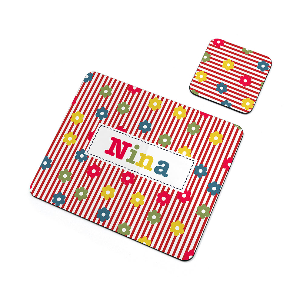 Personalised Girl's Patterned Placemat Set