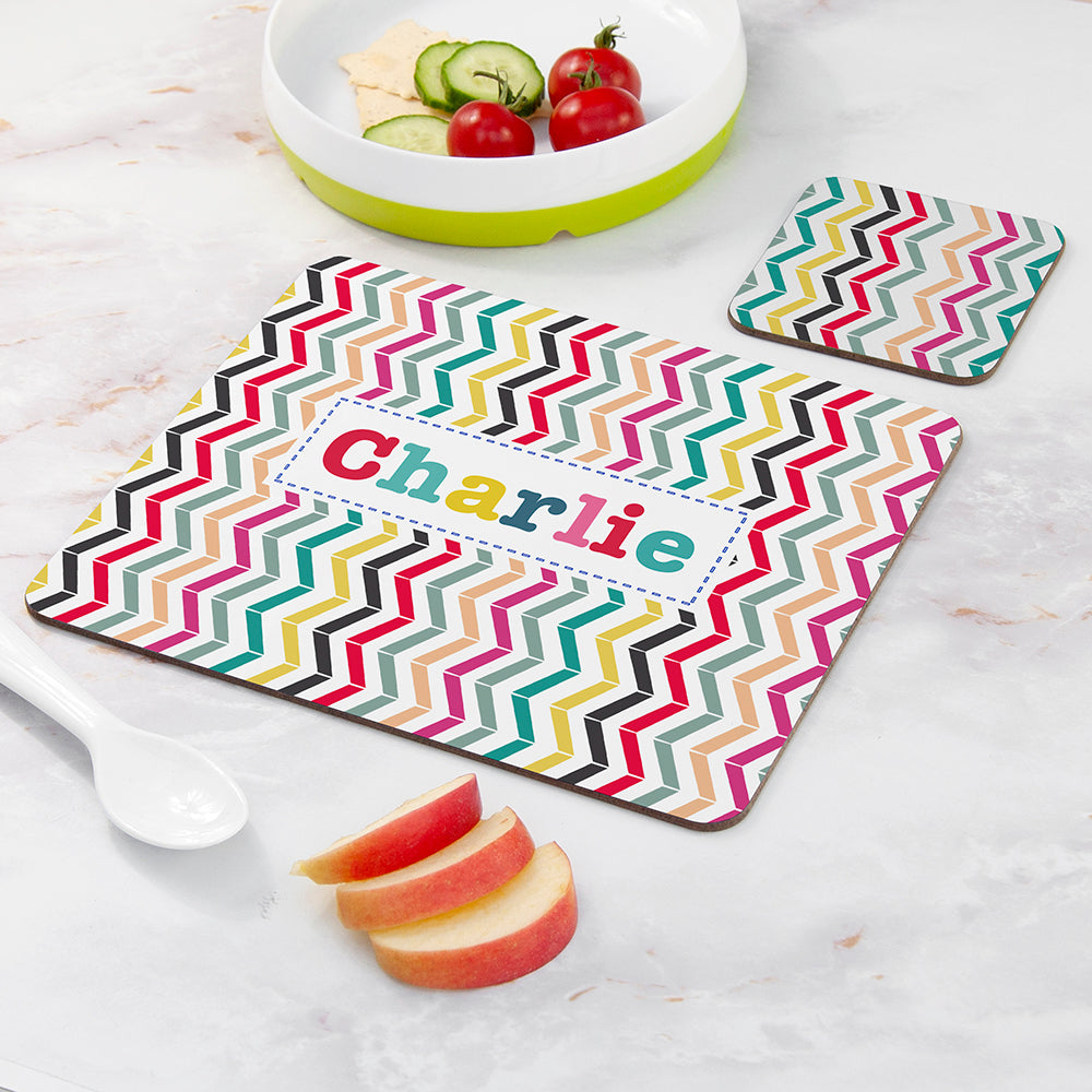 Personalised Girl's Patterned Placemat Set