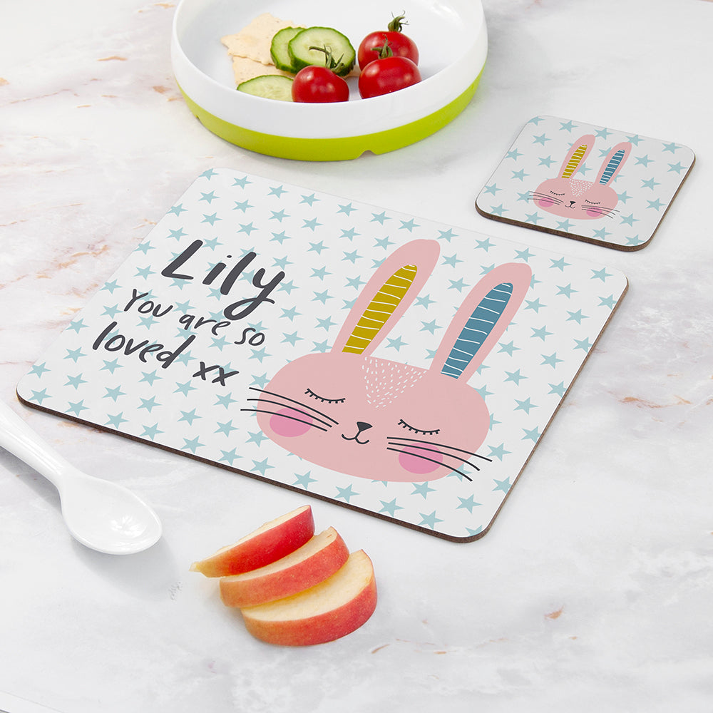 Personalised Kid's Bunny Rabbit Placemat Set