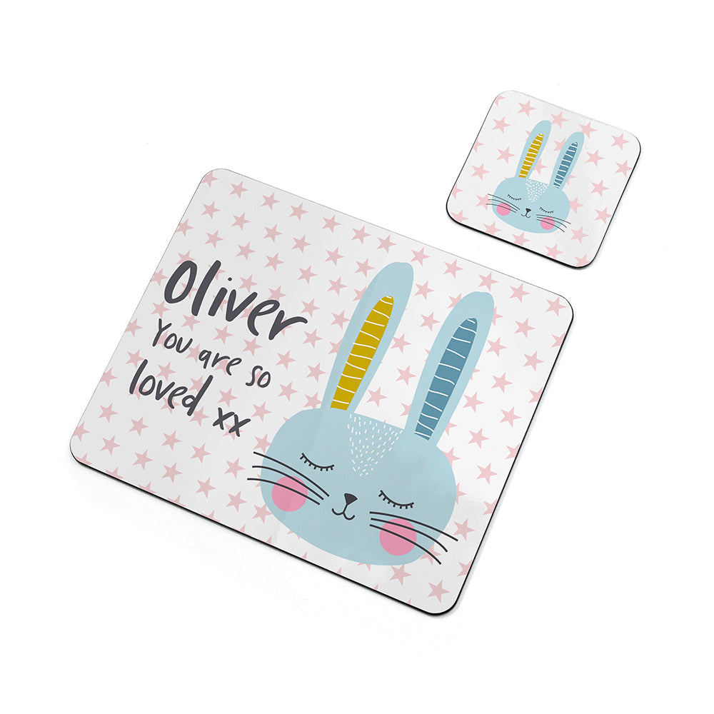 Personalised Kid's Bunny Rabbit Placemat Set
