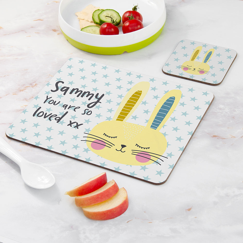 Personalised Kid's Bunny Rabbit Placemat Set