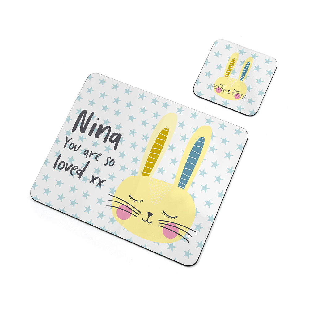 Personalised Kid's Bunny Rabbit Placemat Set