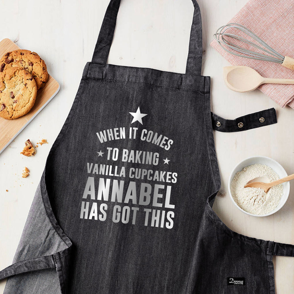 Personalised Grey Denim Baking Apron