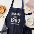 Personalised Blue Denim Established Year Apron