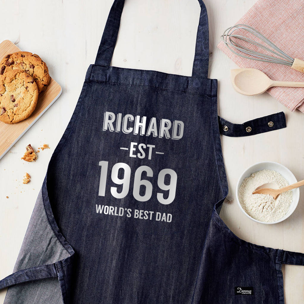 Personalised Blue Denim Established Year Apron