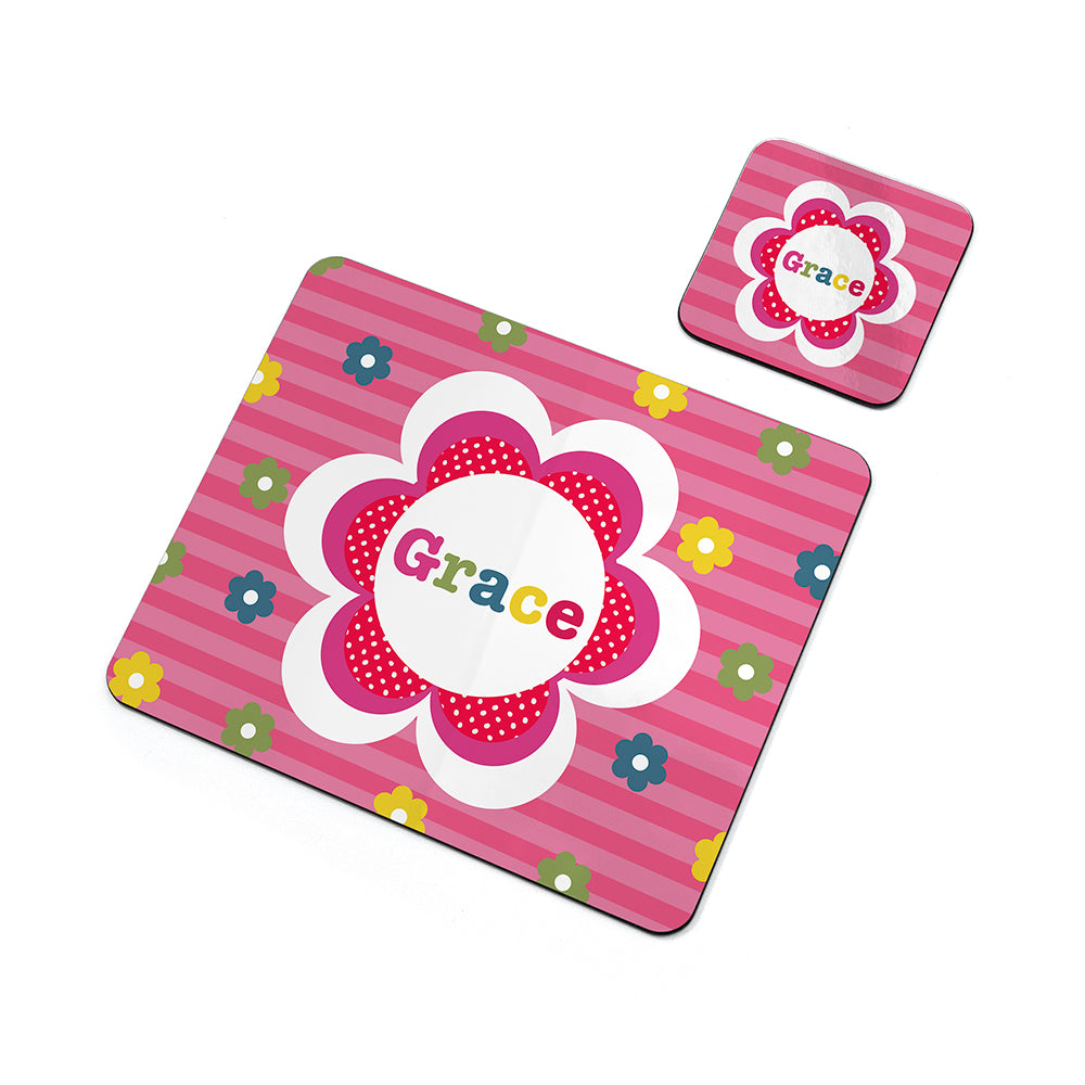 Personalised Girl's Floral Placemat Set