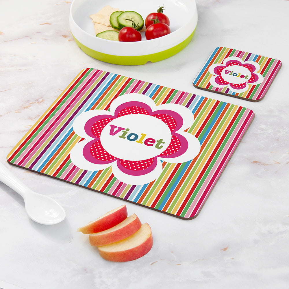 Personalised Girl's Floral Placemat Set