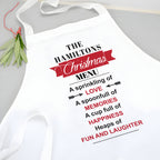 Personalised Your Family Christmas Menu Apron