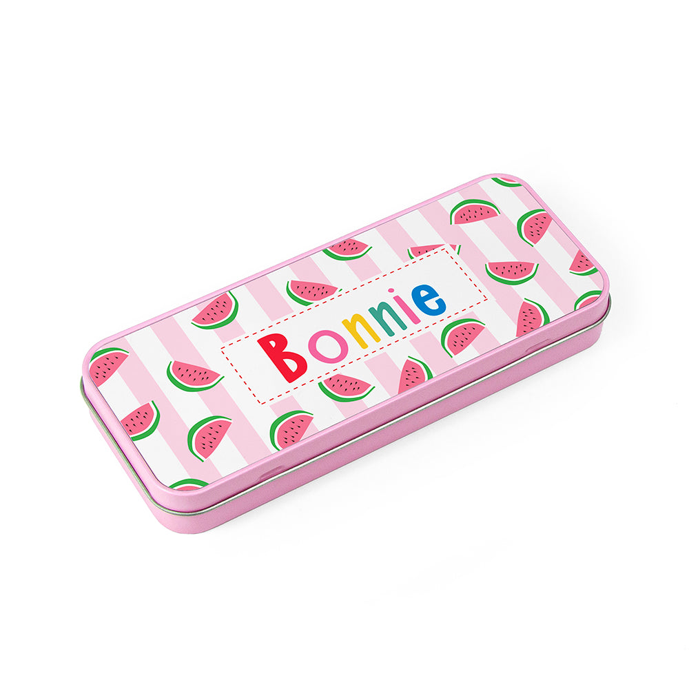 Personalised Melon Pattern Pencil Case Tin