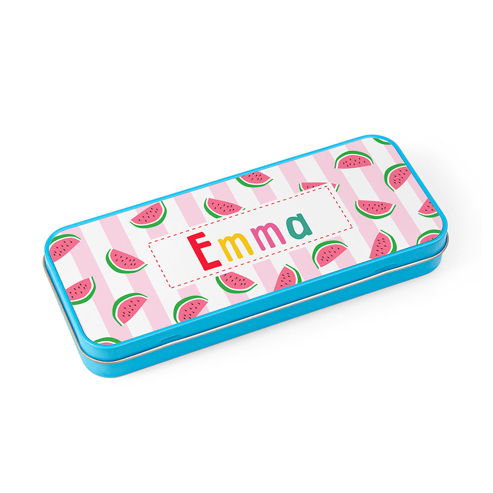 Personalised Melon Pattern Pencil Case Tin