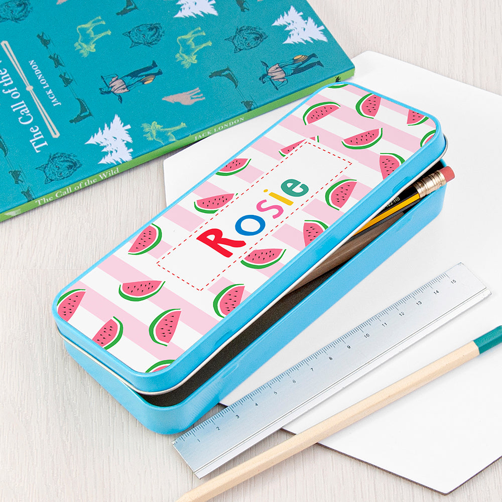 Personalised Melon Pattern Pencil Case Tin