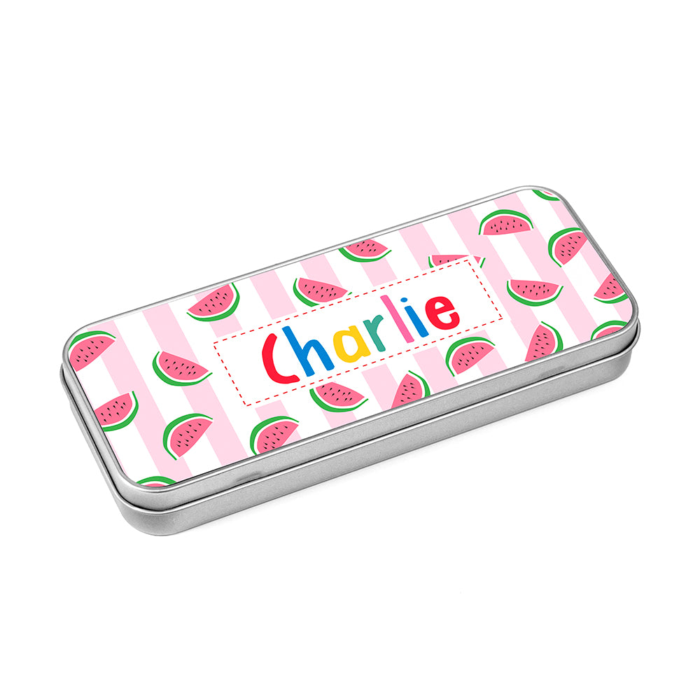 Personalised Melon Pattern Pencil Case Tin