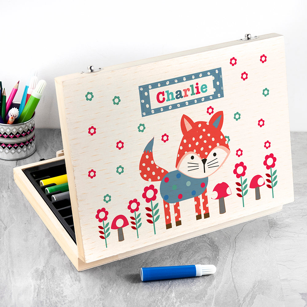 Personalised Kid's Little Fox Colouring Set
