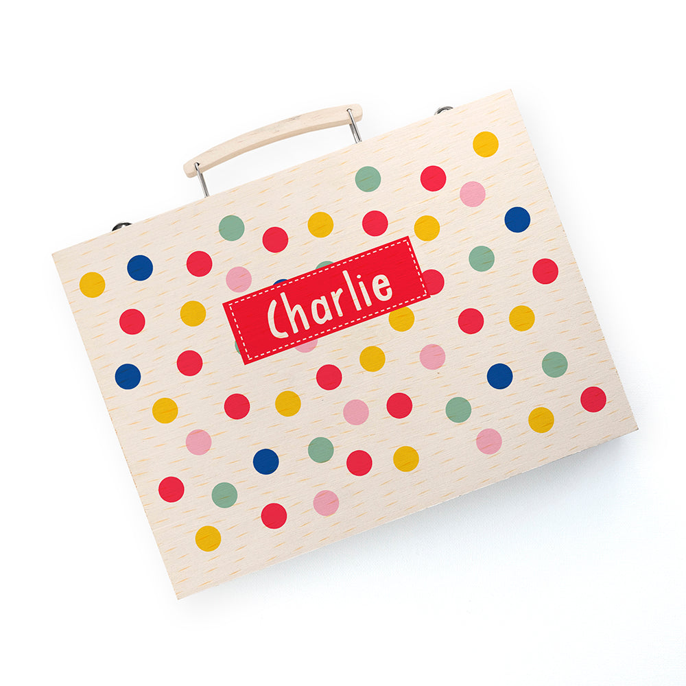 Personalised Kid's Polka Dot Colouring Set