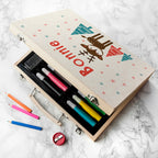 Personalised Kid's Reindeer Colouring Set