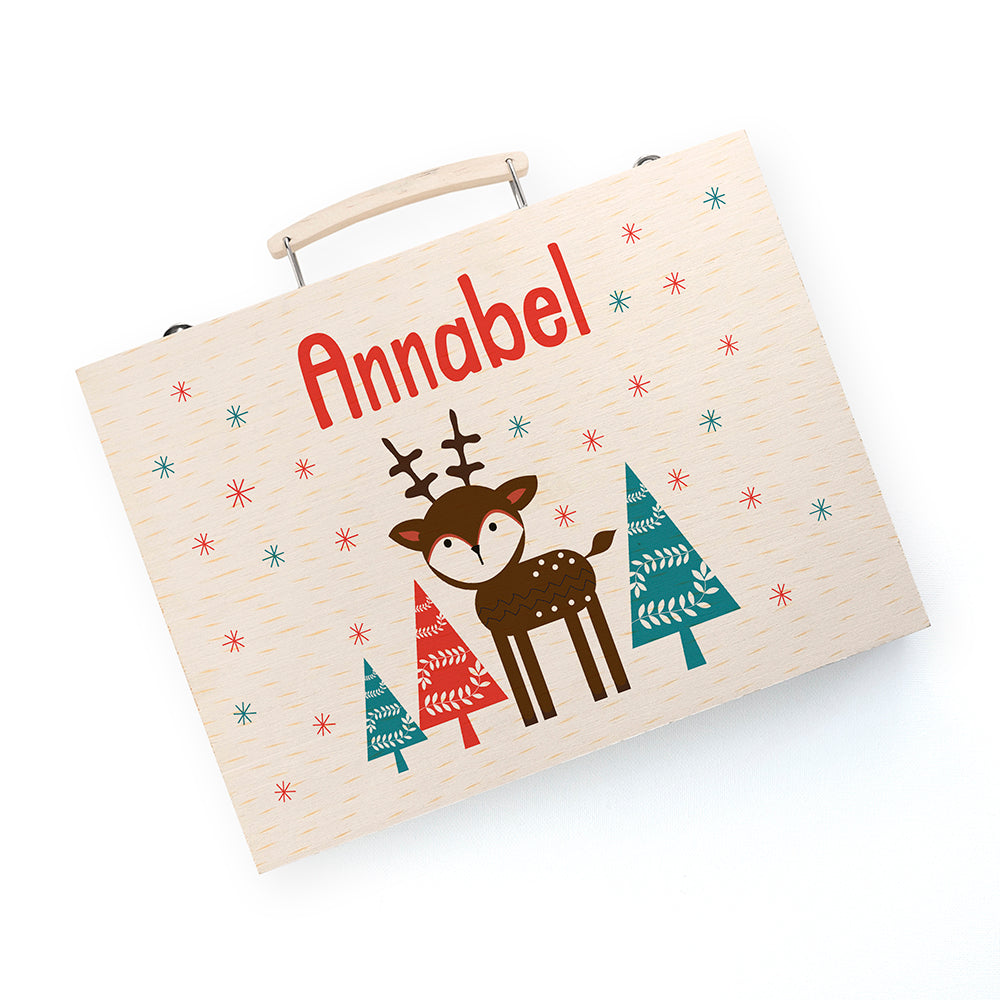 Personalised Kid's Reindeer Colouring Set