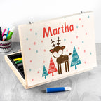 Personalised Kid's Reindeer Colouring Set