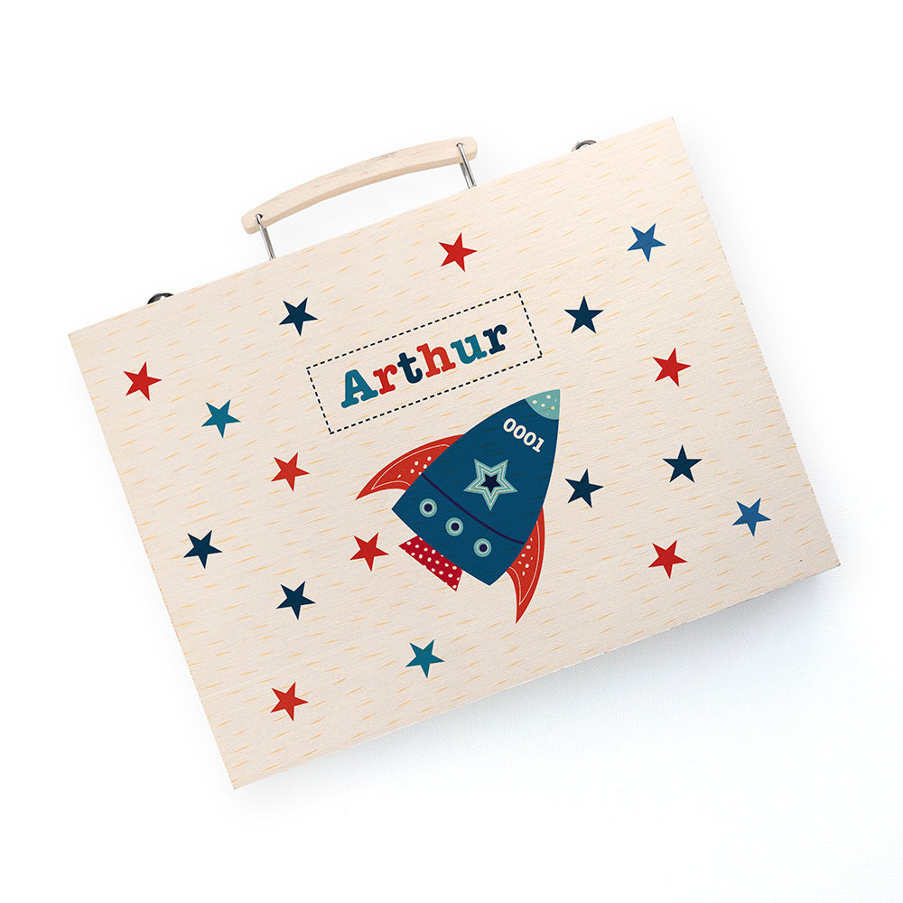 Personalised Kid's Space Rocket Colouring Set