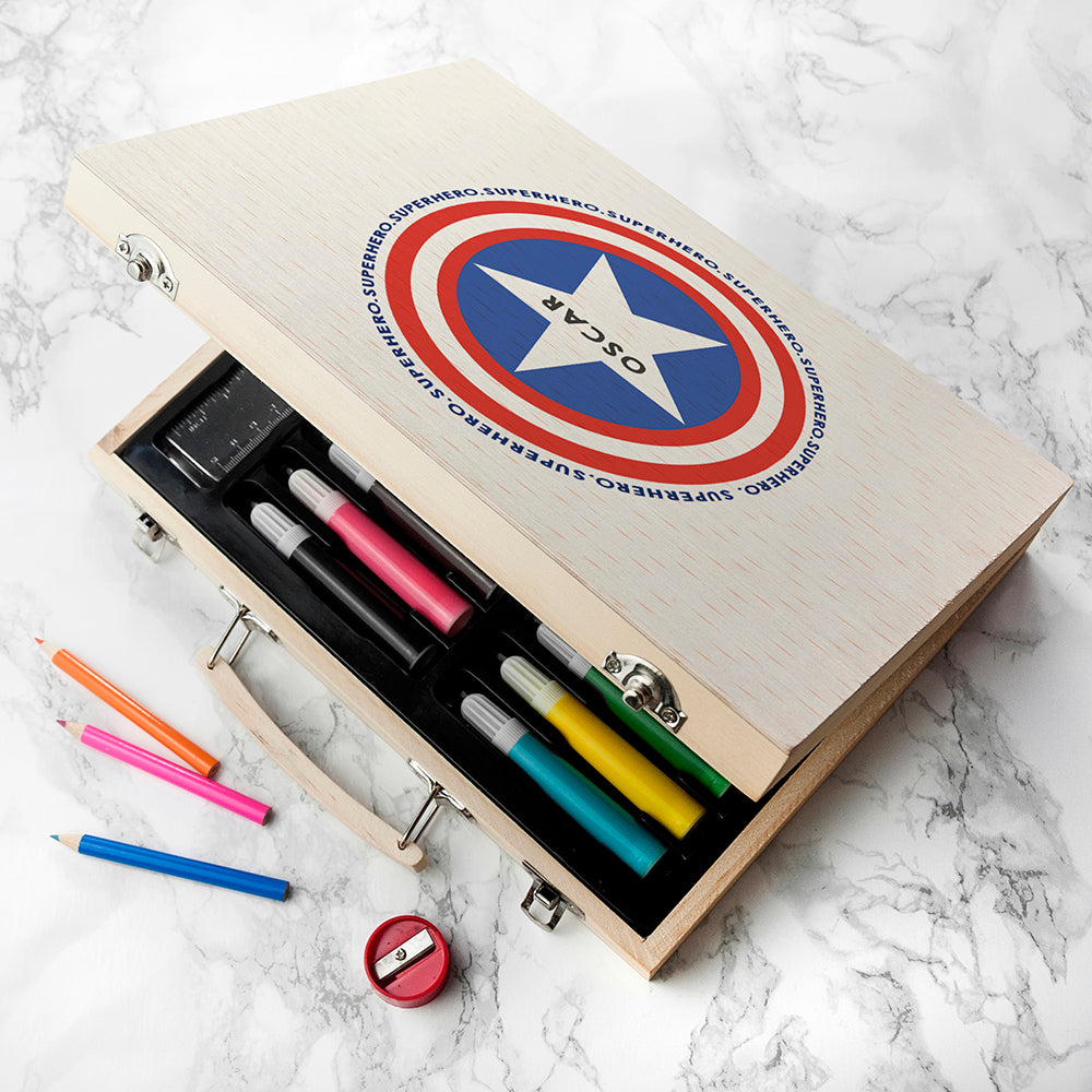 Personalised Kid's Superhero Colouring Set