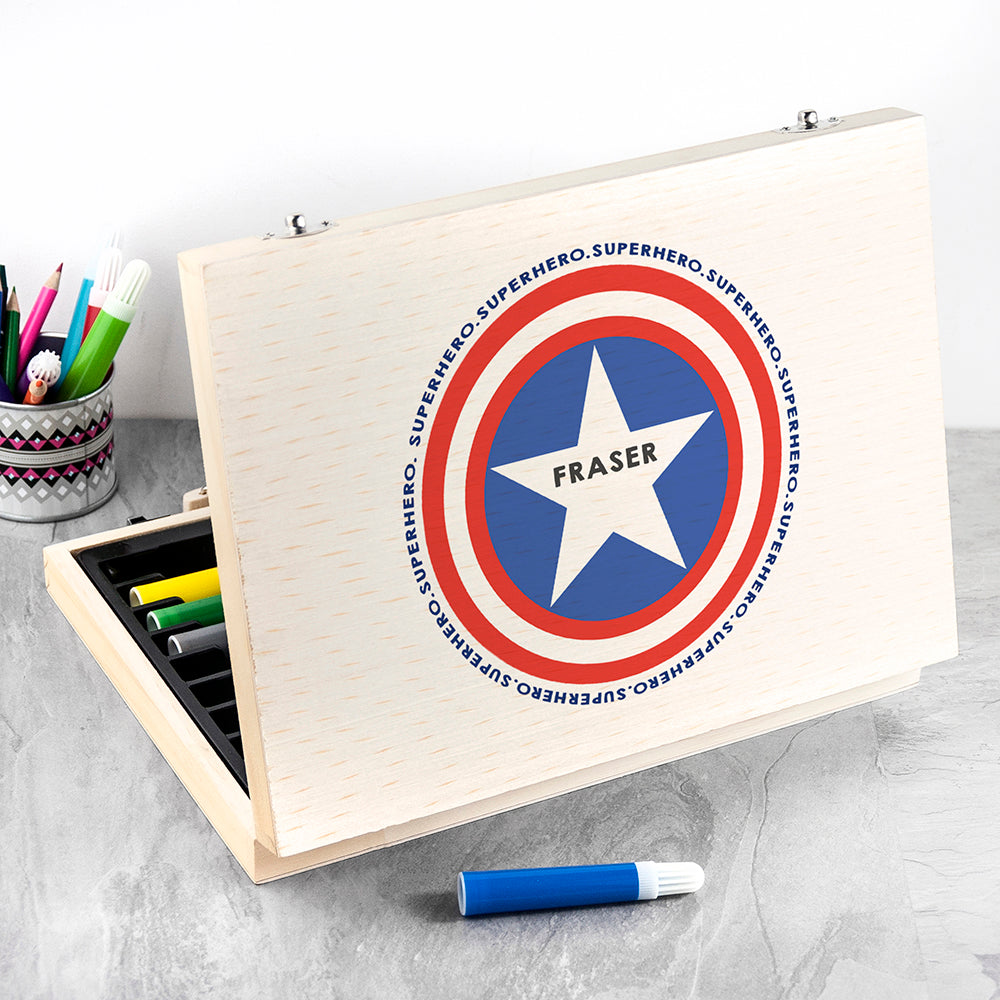 Personalised Kid's Superhero Colouring Set