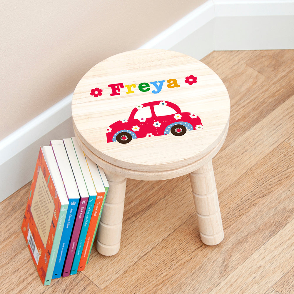 Personalised Kid's Cute Car Wooden Stool