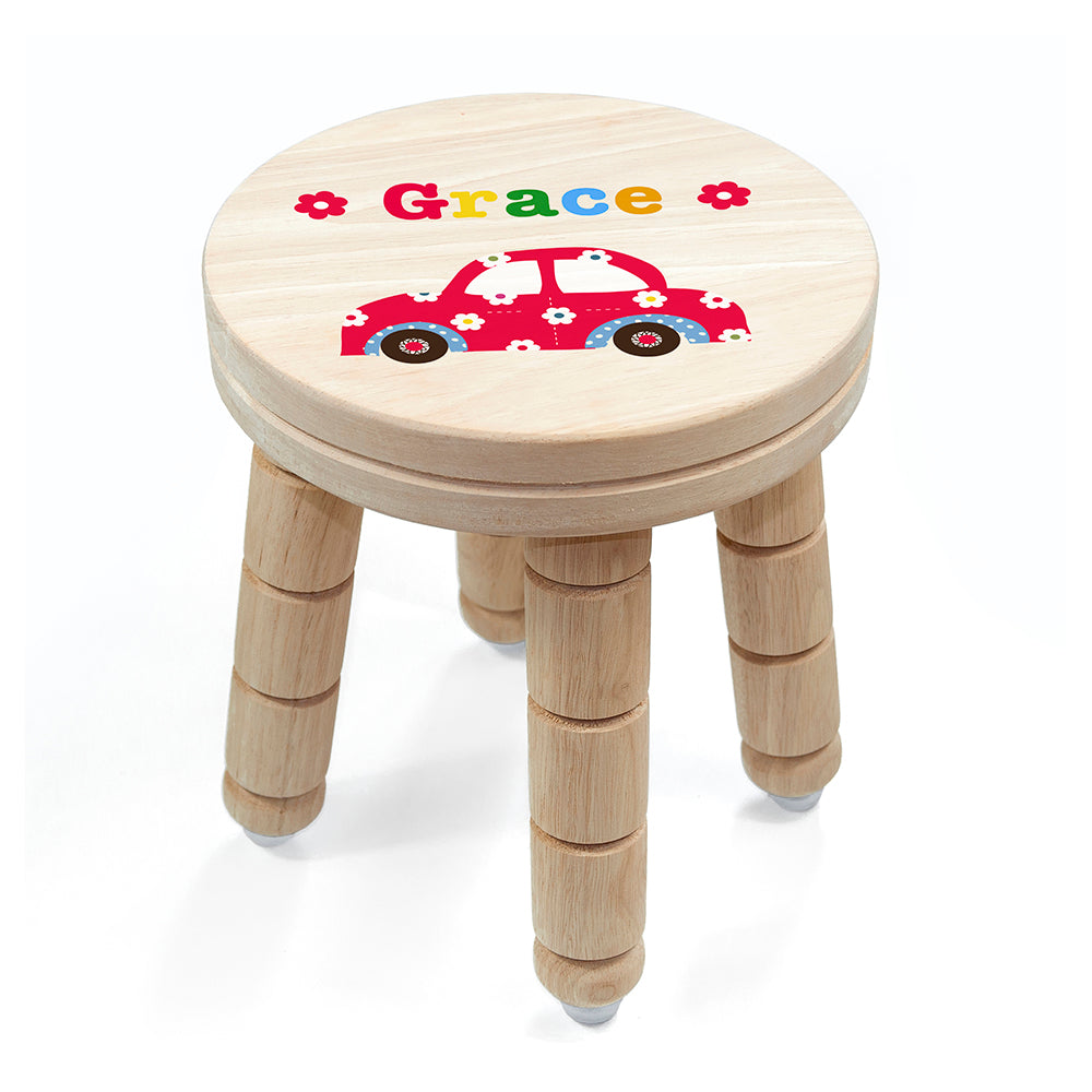 Personalised Kid's Cute Car Wooden Stool