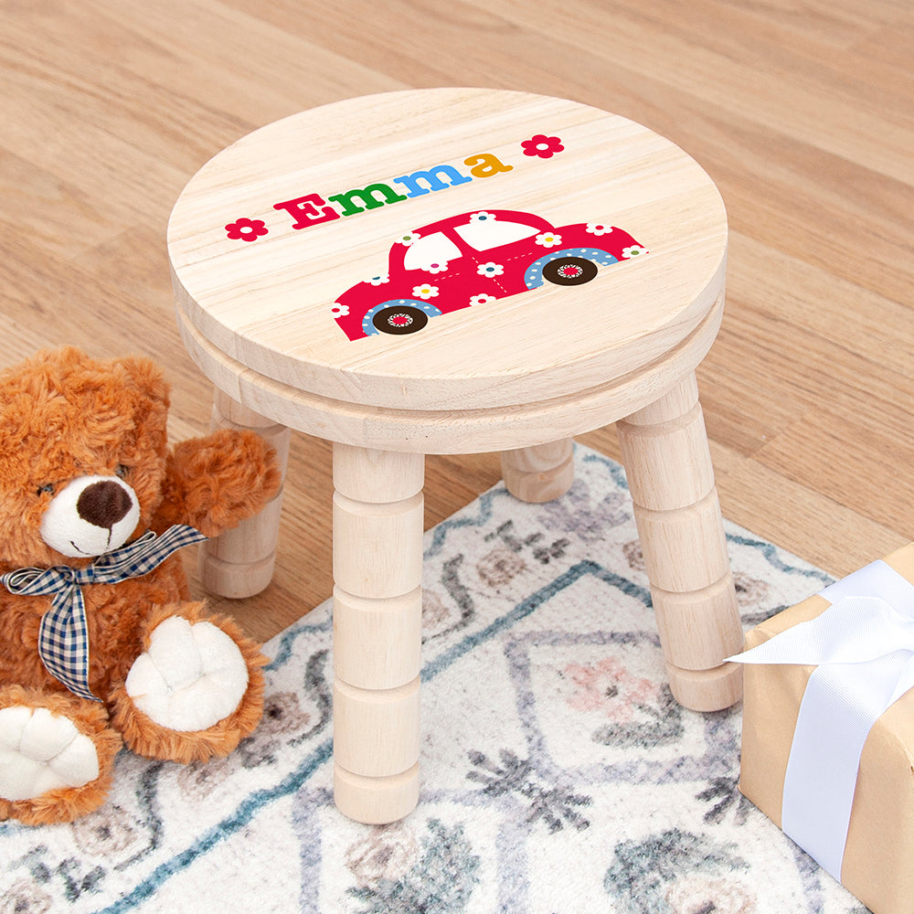 Personalised Kid's Cute Car Wooden Stool
