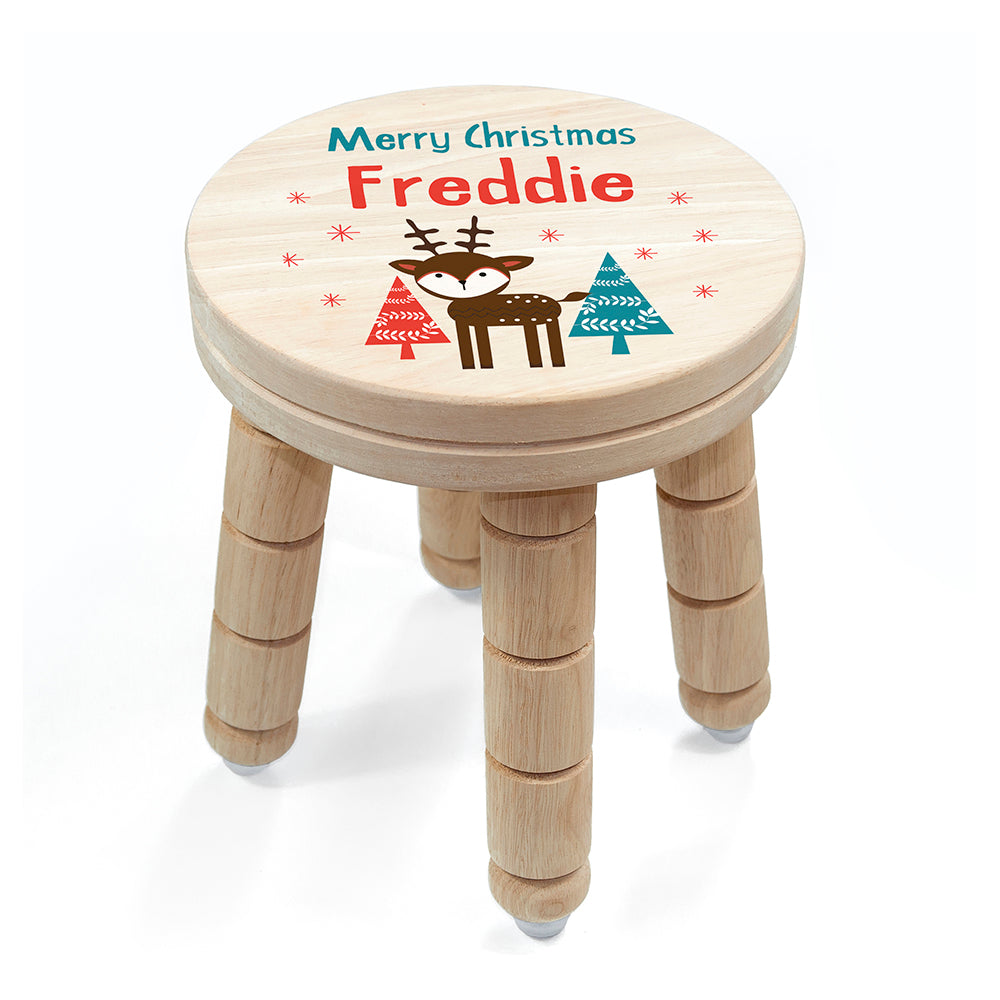 Personalised Kid's Reindeer Wooden Stool